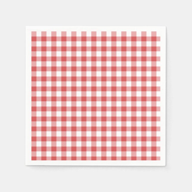 Classic Gingham Coral Red Pappersservett (Framsidan)