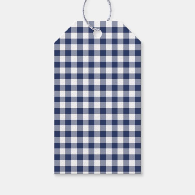 Classic Gingham Navy Blue Presentetikett (Framsidan)
