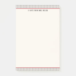 Classic Gingham Personlig Teacher Post-it Block