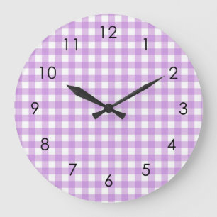 Classic Gingham Play Lilac Pastel Aesthetic Stor Klocka