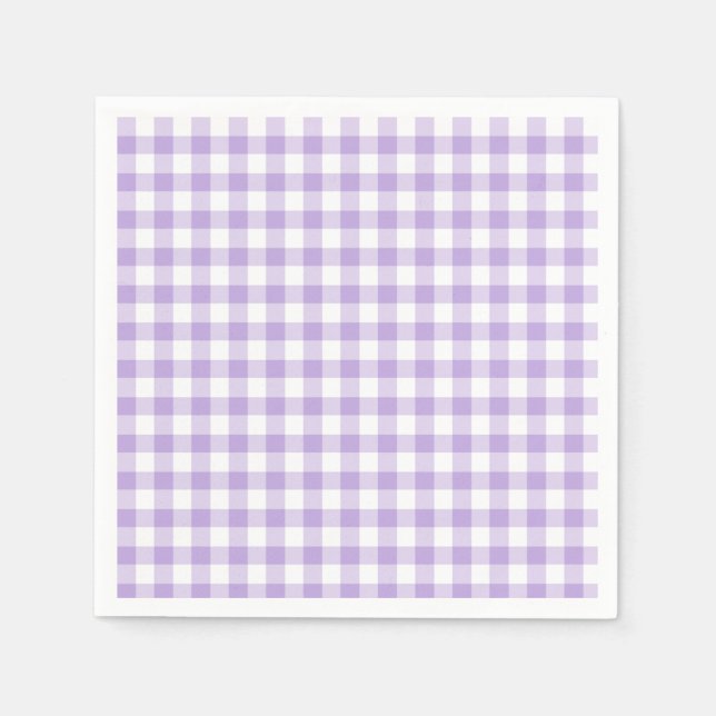 Classic Gingham Soft Lavender Pappersservett (Framsidan)