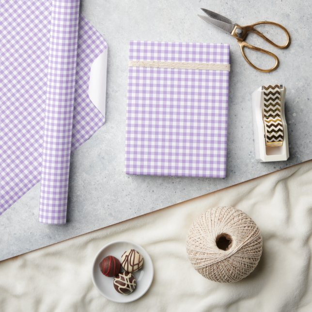 Classic Gingham Soft Lavender Presentpapper (Hantverk)