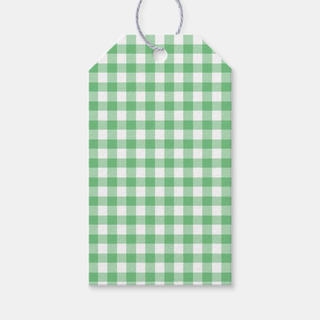 Classic Gingham Summer Grönt Presentetikett (Framsidan)