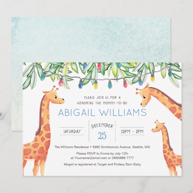 Classic Giraffe Safari Party Baby Shower Inbjudningar (Fram/baksida)