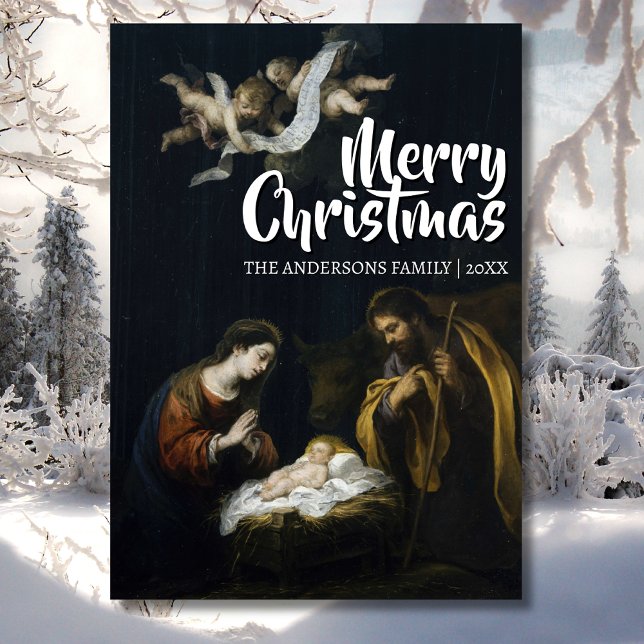 Classic God jul Nativitet Murillo Julkort (Skapare uppladdad)