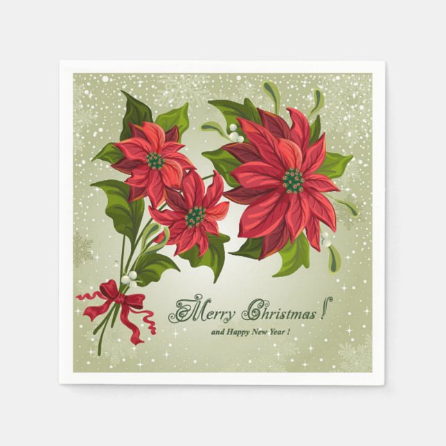 Classic God jul Pappersservett Poinsettias (Framsidan)