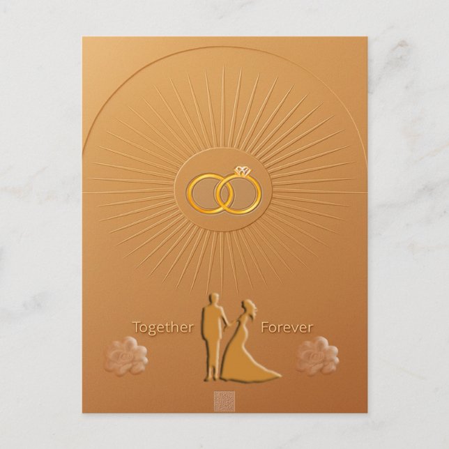 Classic Gold & Bronze Wedding Announcement Inbjudan Vykort (Framsida)