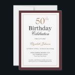 Classic Gold Burgundy 50th Birthday Party Inbjudningar<br><div class="desc">Classic Gold Burgundy 50th Birthday Party Invitation</div>
