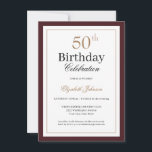 Classic Gold Burgundy 50th Birthday Party Inbjudningar<br><div class="desc">Classic Gold Burgundy 50th Birthday Party Invitation</div>