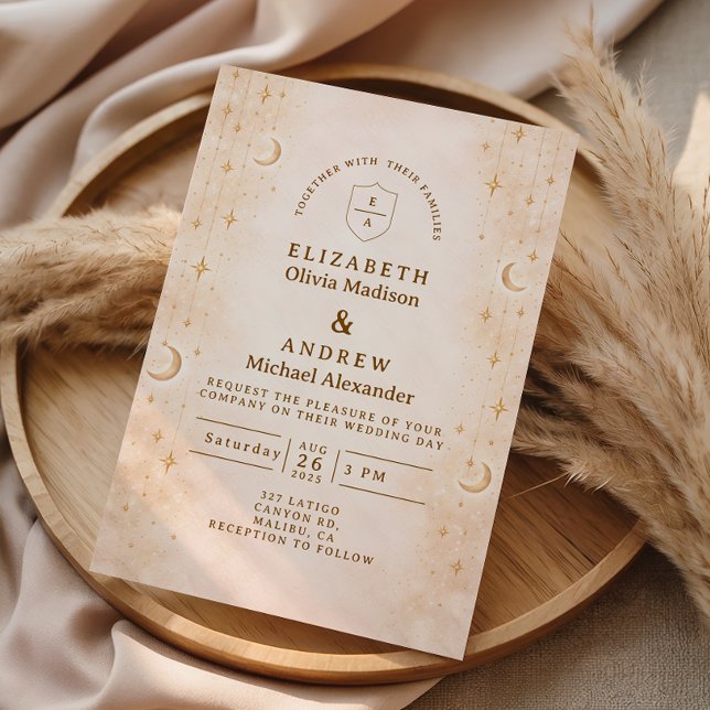 Classic Gold Moonlight Wedding Inbjudningar (Skapare uppladdad)