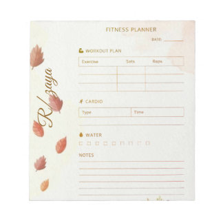 Classic gold pastel cute leaves fittness Planner  Anteckningsblock