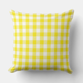 Classic Golden Gult Gingham Dekorativ kudde