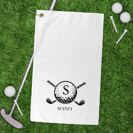 Classic Golf Clubs Monogram Name Black White