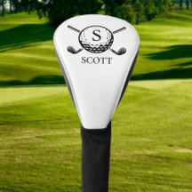 Classic Golf Clubs Monogram Name Black White