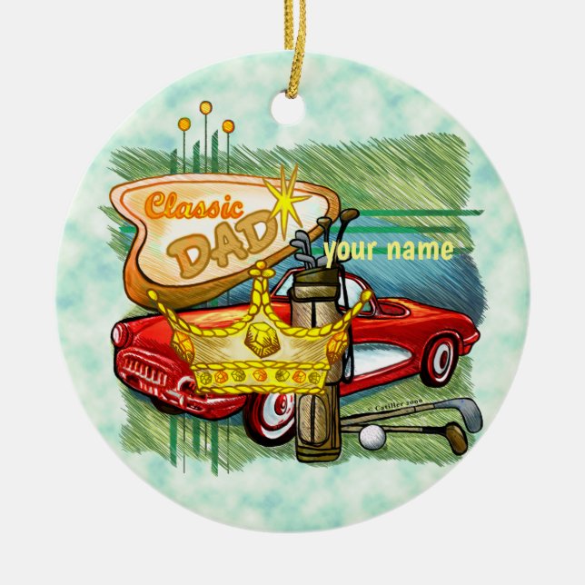 Classic Golf Pappa Julgransprydnad Keramik (Framsidan)