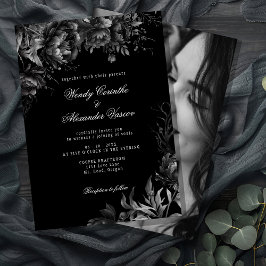 Classic Gothic Black Bröllop Photo Inbjudningar