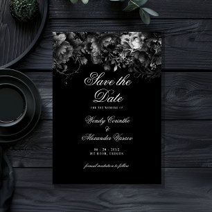 Classic Gothic Black Bröllop spara datum Datumet
