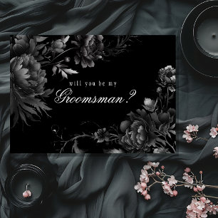 Classic Gothic Black Groomsman Frieri kort