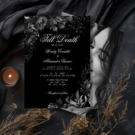 Classic Gothic Black 'Till döden Bröllop Photo Inbjudningar