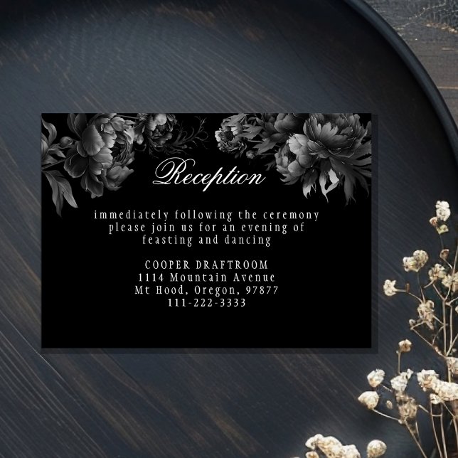 Classic Gothic Black Wedding Reception Tilläggskort (Skapare uppladdad)