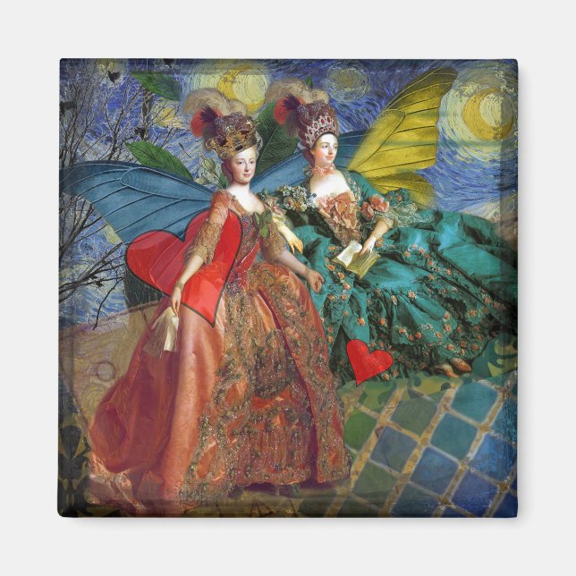 Classic Gothic Gemini Whimsical Butterfly Woman Magnet (Framsidan)