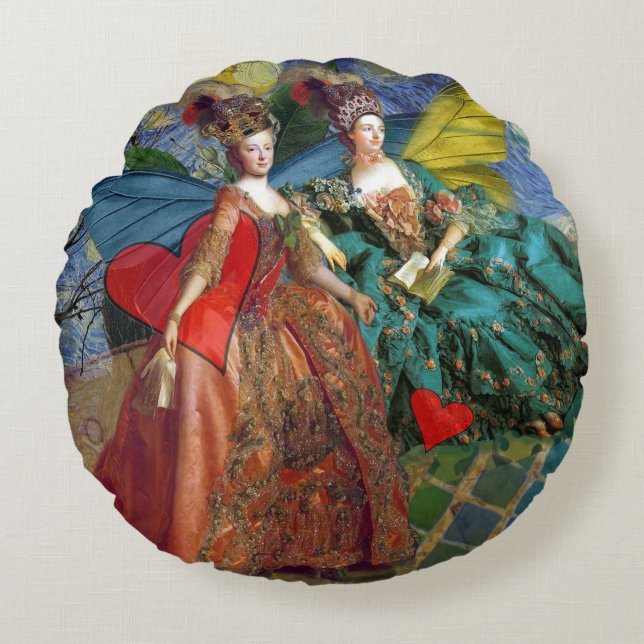 Classic Gothic Gemini Whimsical Butterfly Woman Rund Kudde (Framsidan)