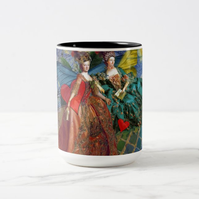 Classic Gothic Gemini Whimsical Butterfly Woman Två-Tonad Mugg (Center)