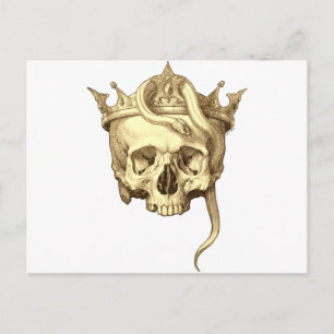Classic Gothic Skull och Snake Krona Monotone Vykort
