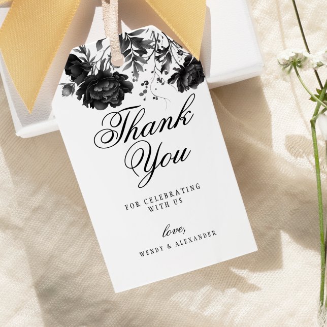 Classic Gothic White Bröllop Tack Presentetikett (Skapare uppladdad)