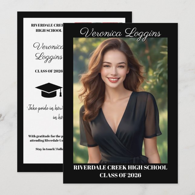 Classic Graduation Announcement Photo Cards Inbjudningar (Fram/baksida)