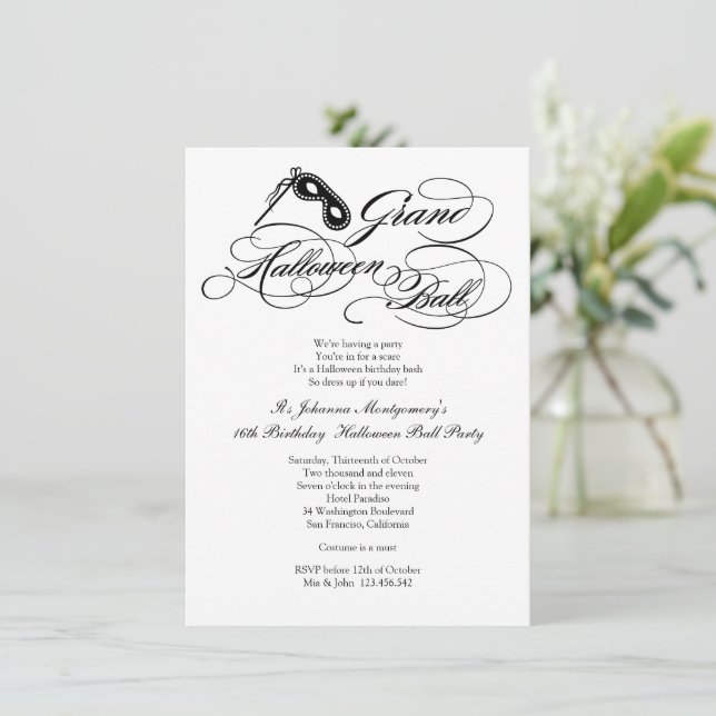 Classic Grand Halloween Boll Costume ReEmergency Inbjudningar (Stående Fram)