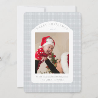 Classic Gray Plaid Christmas Card Julkort