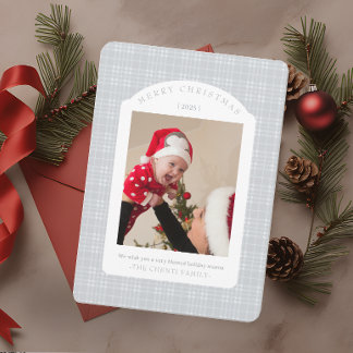Classic Gray Plaid Christmas Card Julkort