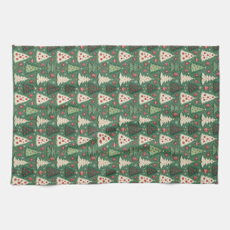 Classic Green Christmas Tree Pattern Holiday Kökshandduk