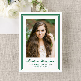 Classic Green Double Border Photo Graduation Meddelande
