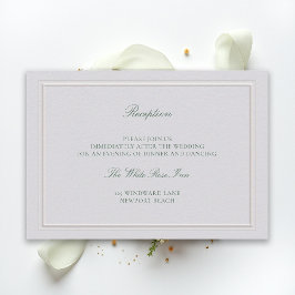 Classic Green Elevated Ivory Wedding Reception Tilläggskort