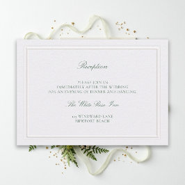 Classic Green Elevated Pearl Wedding Reception Tilläggskort