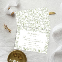 Classic Green Floral Garden Toile Response Card OSA Kort