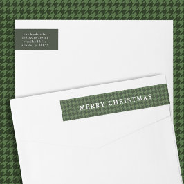 Classic Green Houndstooth Merry Christmas  Etikettband