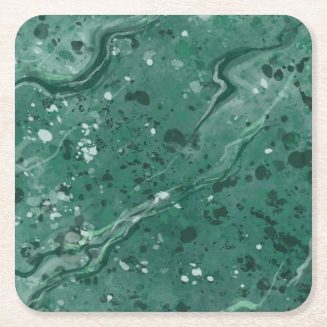 Classic Green Marble Drink Coasters Underlägg Papper Kvadrat (Framsidan)