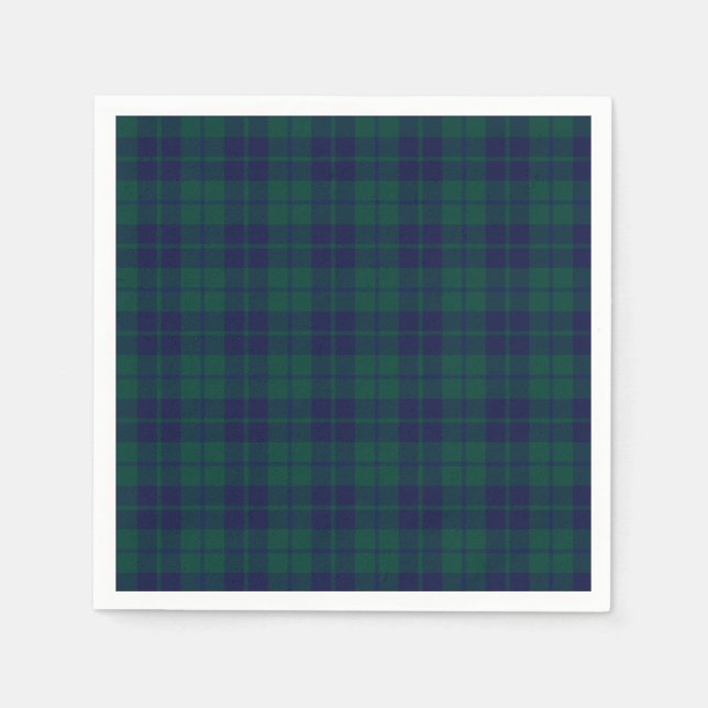 Classic Green Navy Tartan Plaid Pattern  Pappersservett (Framsidan)