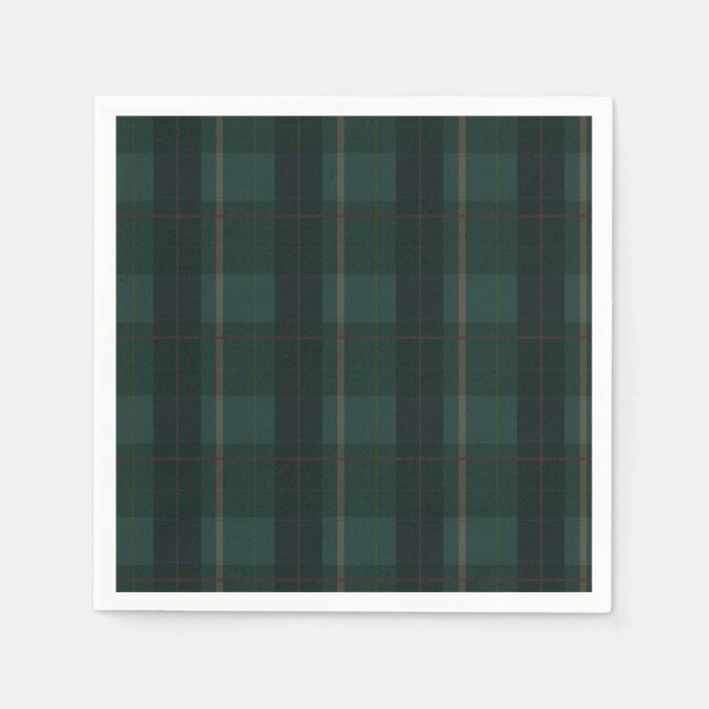 Classic Green Plaid Bear Baby Shower  Pappersservett (Framsidan)