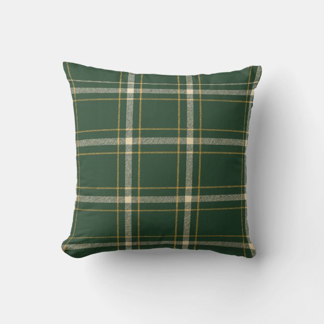 Classic Green Plaid Christmas Kudde (Framsida)