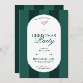 Classic green stripe Christmas Invitation Inbjudningar
