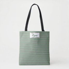 Classic Green & White Gingham | Personalized Name Tygkasse