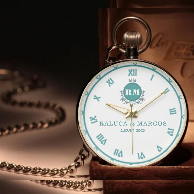 Classic Green & White Monogram Wedding Anniversary Armbandsur (Skapare uppladdad)