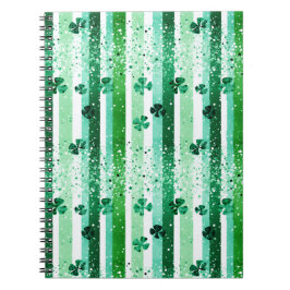 Classic Green White Vertical Stripes Shamrocks Anteckningsbok