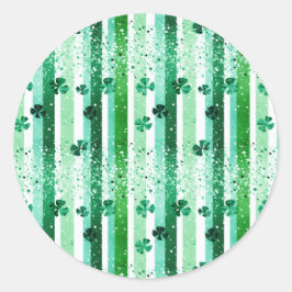 Classic Green White Vertical Stripes Shamrocks Runt Klistermärke