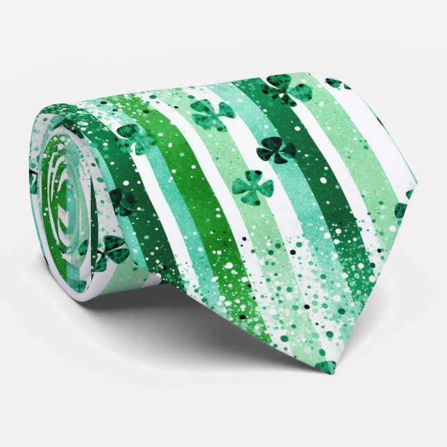 Classic Green White Vertical Stripes Shamrocks Slips (Rullad)