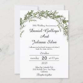 Classic Greenery Wedding Anniversary Invitations Inbjudningar
